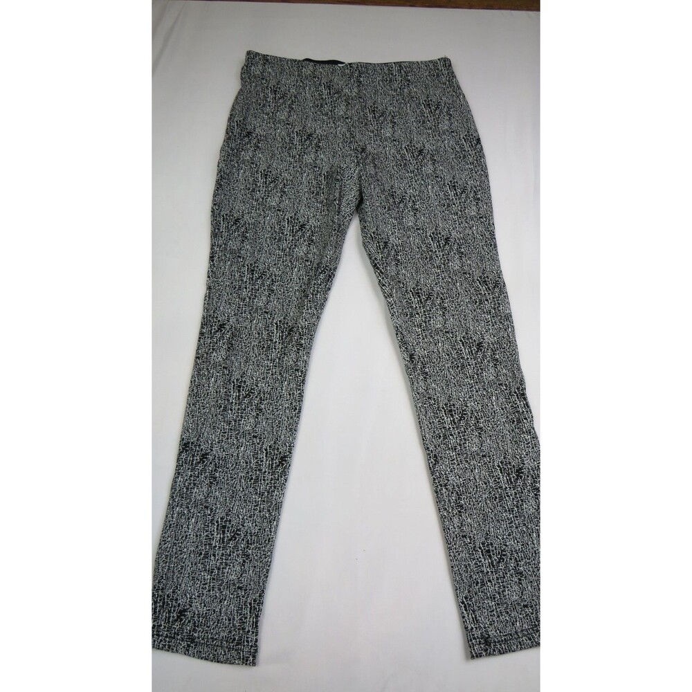 Calvin Klein Black White Abstract Print Ankle Pants Pull On Stretch Size 10 Chic